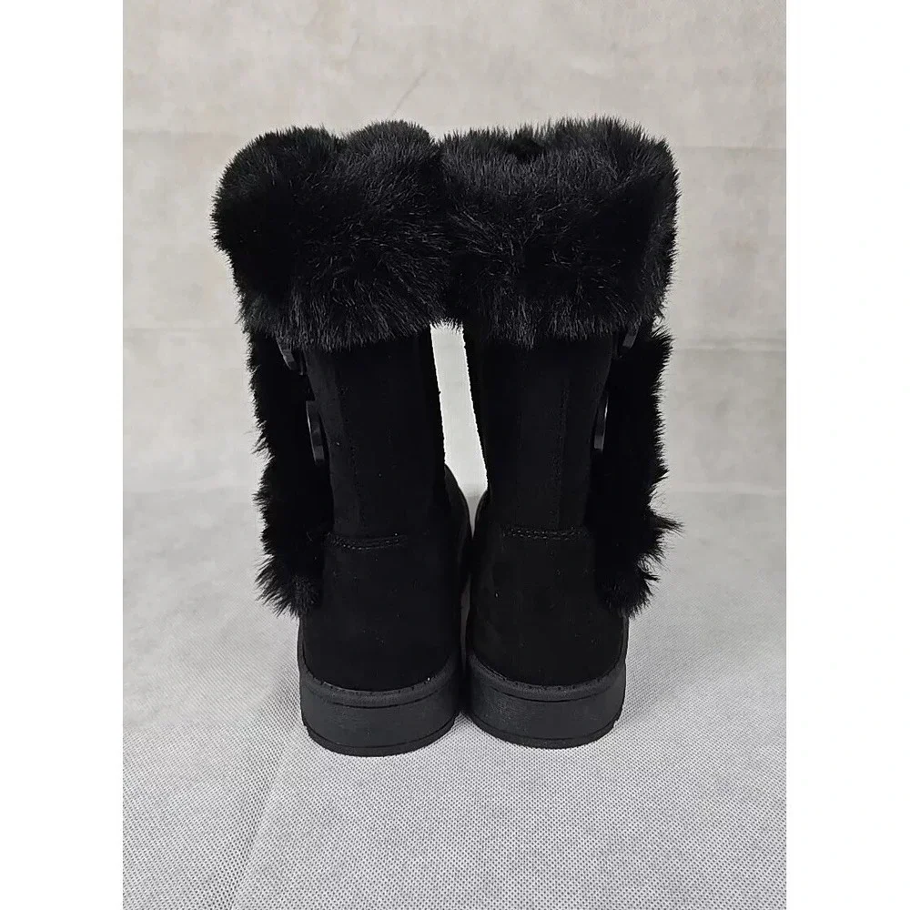 NEW SO Sophia Girls‎ Size 13 Winter Boots Black Faux Fur Lining Easy On
